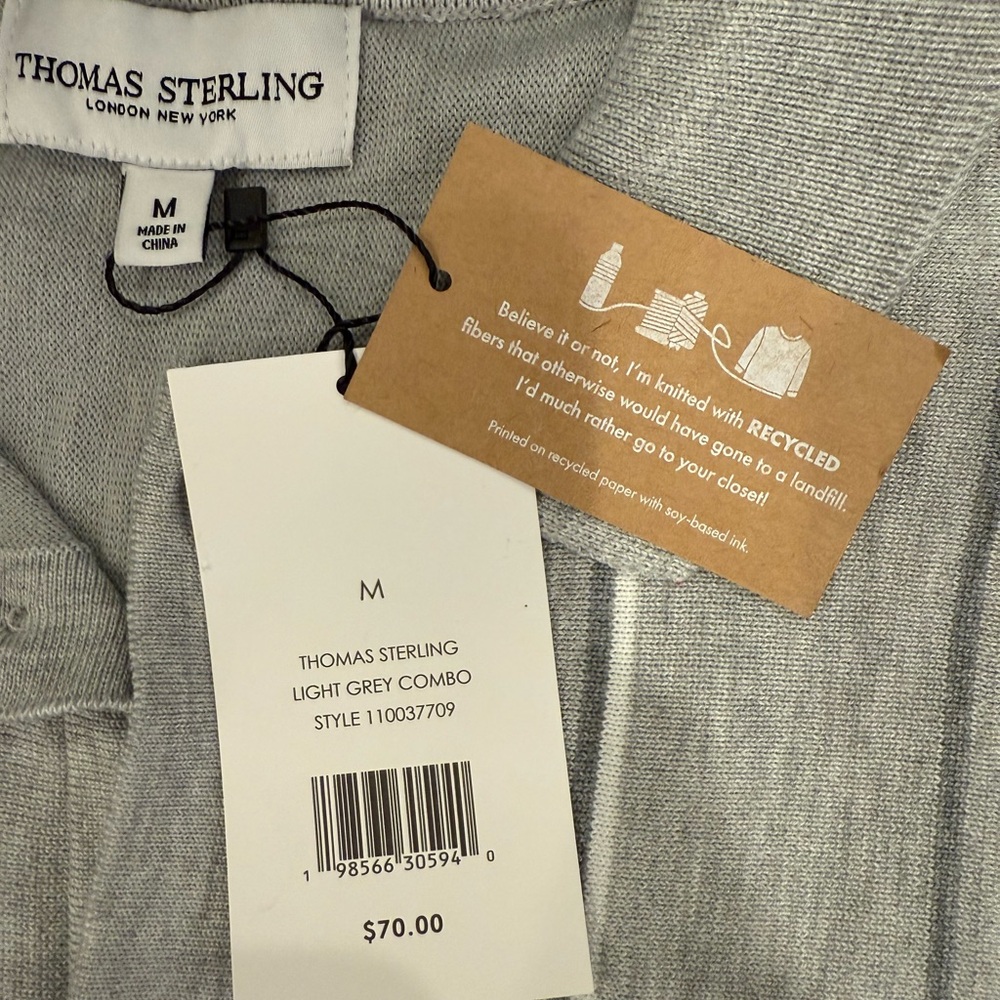 Men's Thomas Sterling Gray Polo Shirt, Med - Picture 8 of 9